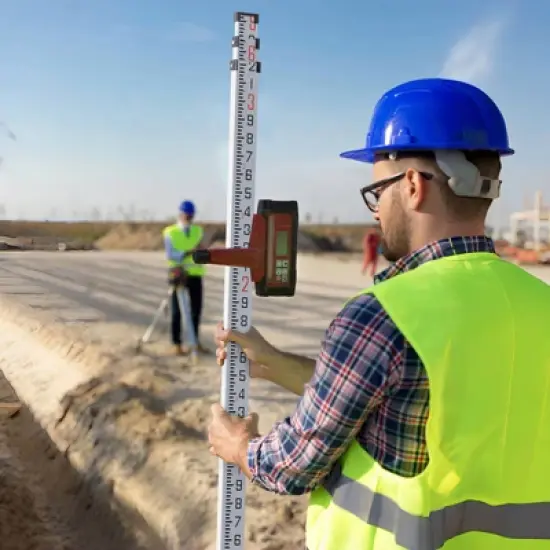 VEVOR Aluminum Grade Rod, 9-Feet/10ths 3 Sections Telescopic Measuring Rod,Double-Sided Scale 1/10ft Leveling Rod Stick, Silver image {1}