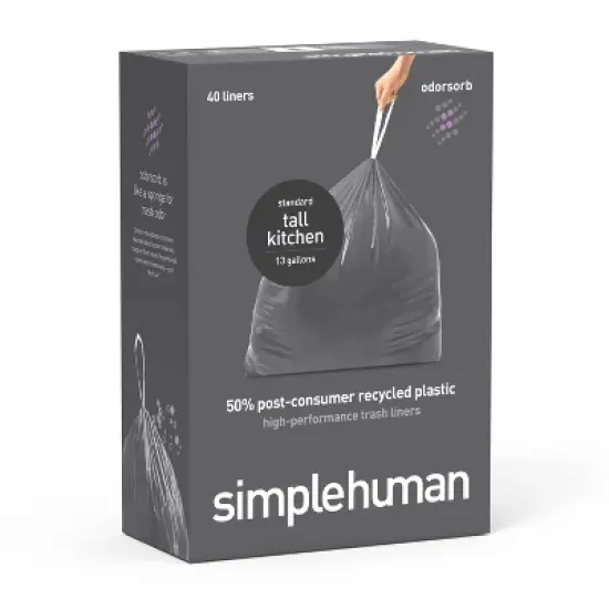 simplehuman Odorsorb Tall Kitchen Liner Rollpack Trash Bags image {3}