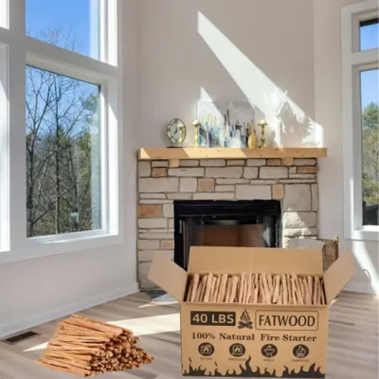 HANPURE 40 Lbs Fatwood Fire Starter Sticks, 100% Natural Kindling wood, Pine Firewood Firestarter for Campfire, Stove, Fireplace, Bonfires, Grill image {8}