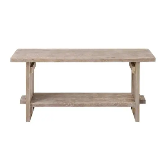 40" Castleton Mango Wood Bench and Coat Hook with Shelf Driftwood - Alaterre Furniture image {3}