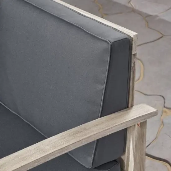 Perla 4pc Acacia Wood Sectional Sofa Light Gray/Dark Gray - Christopher Knight Home image {2}