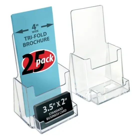 Azar Displays Trifold Brochure Holder w/ Business Card Pocket. Inside Dimension: 4.125"W image {10}