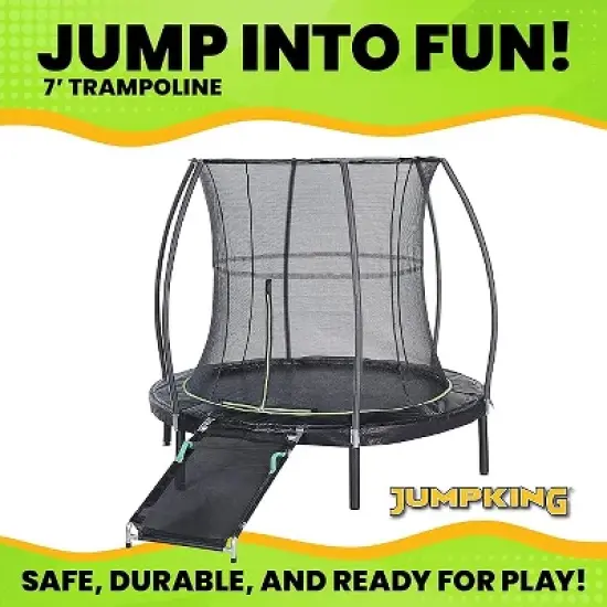 HomeStock 7ft Round Trampoline Combo with Jumping Mat ramp image {3}