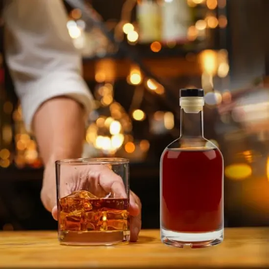 Cornucopia Brands 12oz Liquor Bottles 2pk; Clear Glass Bottles w/T-Top Synthetic Corks image {6}