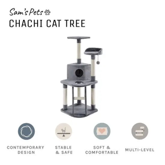 Sam's Pets Chachi 49"  Cat Tree In Gray image {6}