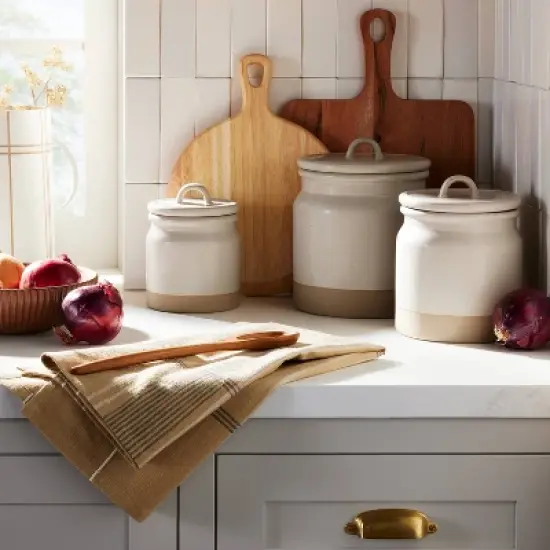 Dry Goods Stoneware Crock Canister Warm Gray/Clay - Hearth & Hand&trade; with Magnolia image {1}