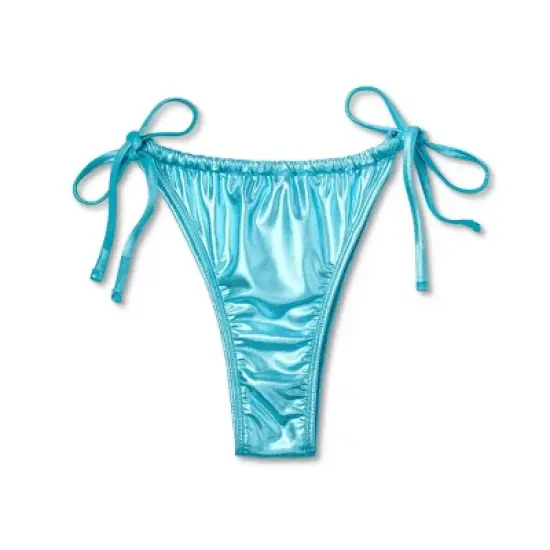 Women's Foil Strappy Extra High Leg Super Cheeky Bikini Bottom - Wild Fable&trade; Teal Blue image {7}