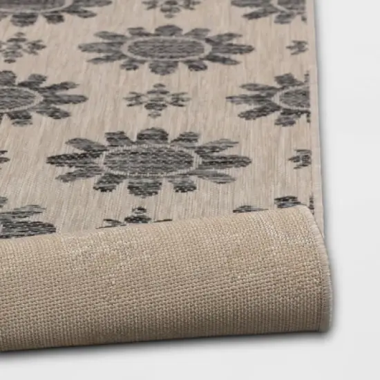 Dark Daisy  Outdoor Rug Black - Opalhouse&trade; image {3}