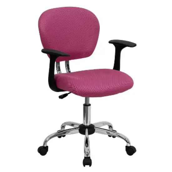 Emma and Oliver Mid-Back Mesh Padded Swivel Task Office Chair with Chrome Base and Arms image {12}