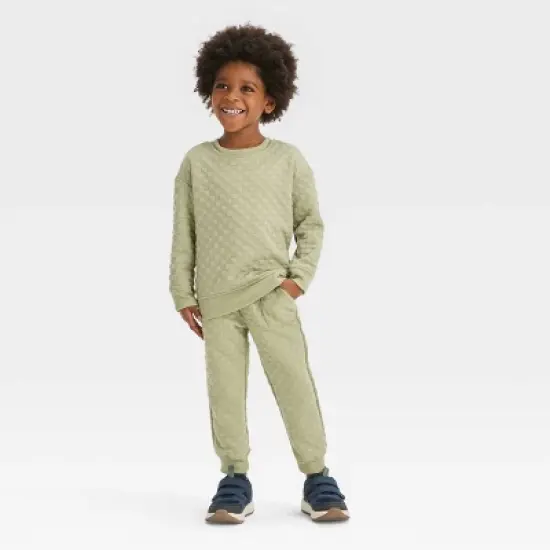 Toddler Boys' Embossed Knit Crew and Jogger Pants Set - Cat & Jack&trade; Green image {3}