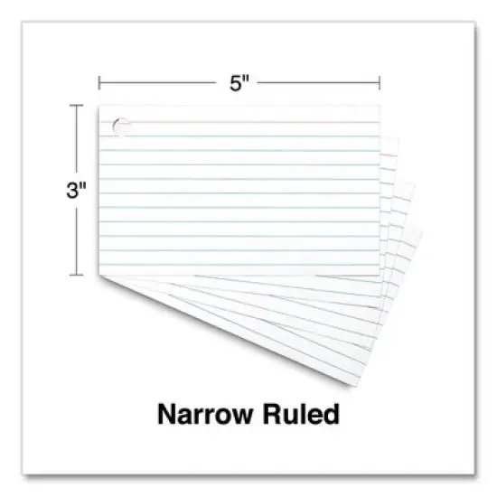 Universal Ring Index Cards, Ruled, 3 x 5, White, 100/Pack image {2}