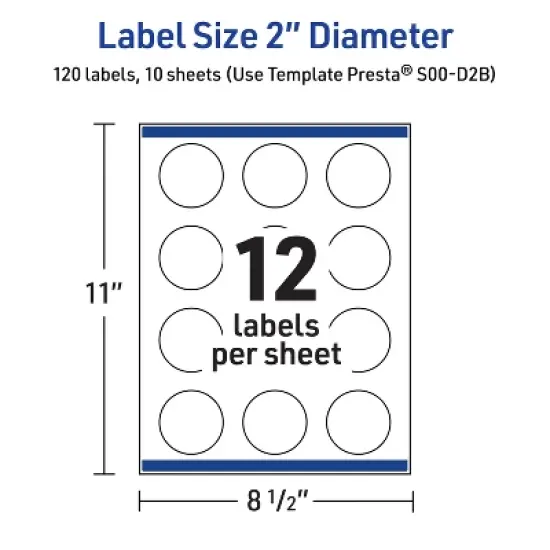 Avery&reg; Labels, 2" Diameter, Double Black Border, Glossy White, 120ct image {4}