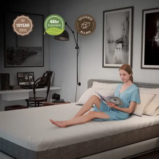 Costway 8'' Jacquard Mattress Gel Infused Memory Foam Medium Firm Bamboo Charcoal Queen\Full image {5}