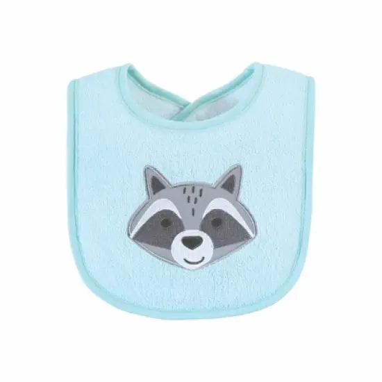Hudson Baby Infant Boy Cotton Terry Drooler Bibs with Fiber Filling, Boy Gray Woodland, One Size image {2}