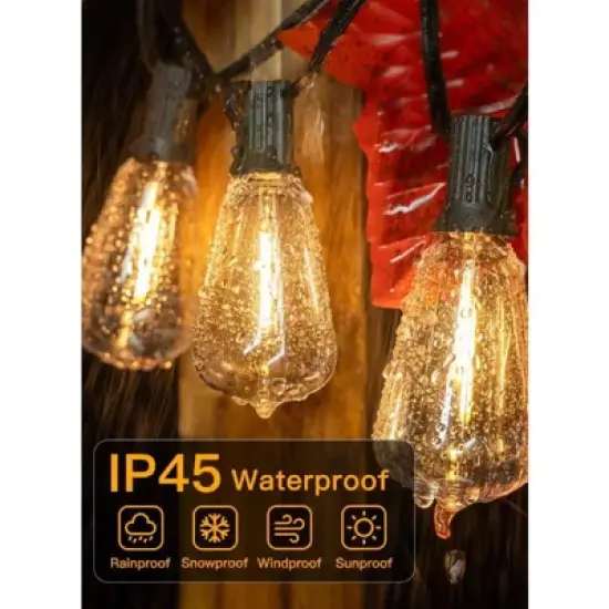 Ollny ST38 Warm White Outdoor Patio Lights (80 Bulbs, IP45 Waterproof, Connectable, 2200k) image {5}