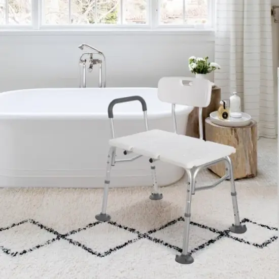 Tub Transfer Bench and Shower Chair with Non Slip Aluminum Body, Shower Chair with Backrest & Padded Armrest, Adjustable Seat Heigh image {1}