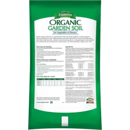 Espoma Organic Garden Soil for Vegetables & Flowers, for In-Ground Plantings, for Organic Gardening, 1 cu ft image {1}