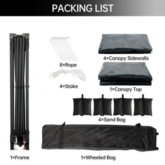 Pop Up Canopy Tent with 4 Side Walls, Heavy Duty Canopy Set, Waterproof and UV Protected Tailgate Tent image {5}