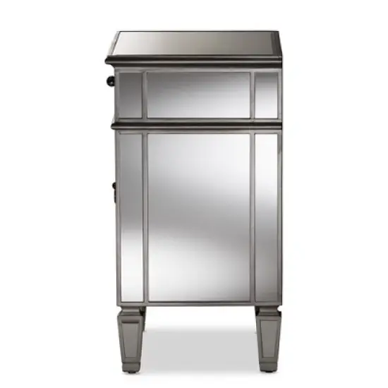 Claudia Hollywood Regency Glamour Style Mirrored Nightstand - Baxton Studio image {3}