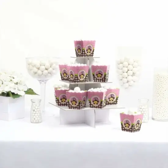 Big Dot of Happiness Pink Monkey Girl - Party Mini Favor Boxes - Baby Shower or Birthday Party Treat Candy Boxes - Set of 12 image {1}