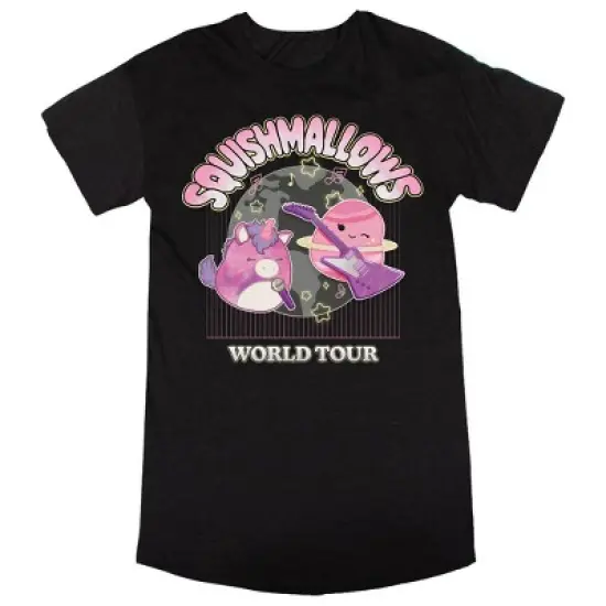 Squishmallows World Tour Crew Neck Short Sleeve Black Heather Women&rsquo;s Night Shirt image {2}