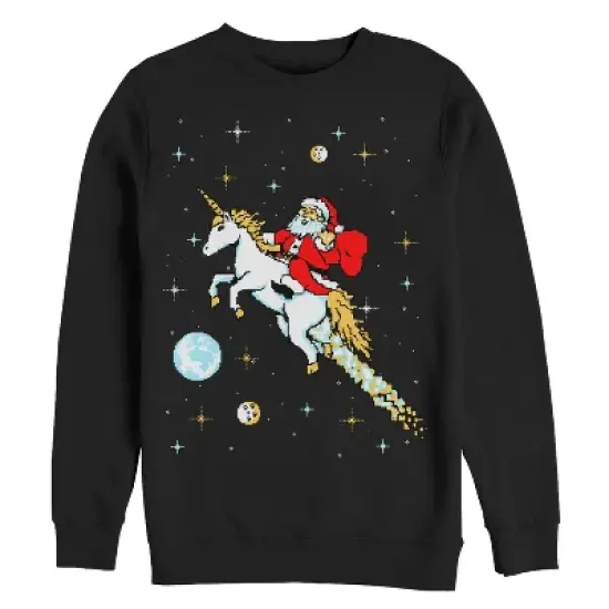 Men's Lost Gods Ugly Christmas Santa Unicorn Sweatshirt image {2}
