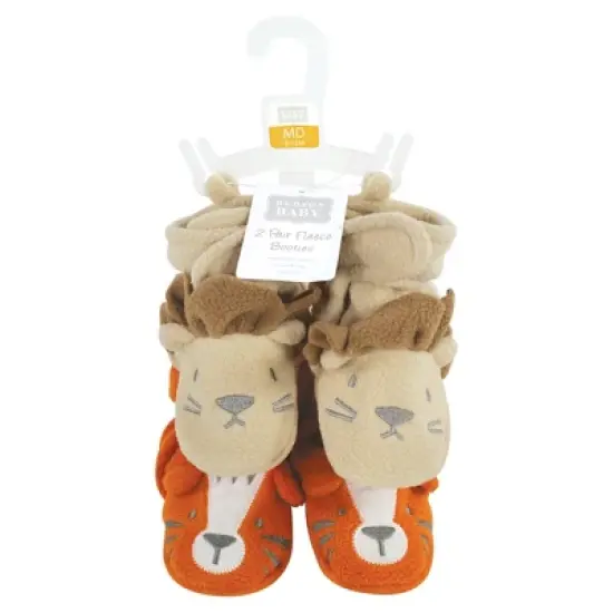Hudson Baby Infant Boy Cozy Fleece Booties, Lion Tiger, 0-6 Months image {1}
