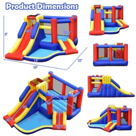 Costway Inflatable Bouncy Castle Kids Jumping House w/ Double Slides Air Blower Excluded image {3}