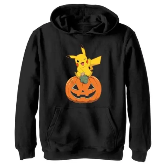 Boy's Pokemon Halloween Jack-O'-Lantern Pikachu Pull Over Hoodie image {3}