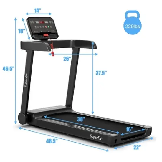 SuperFit 2.25HP Electric Treadmill Running Machine w/App Control for Home Office image {7}