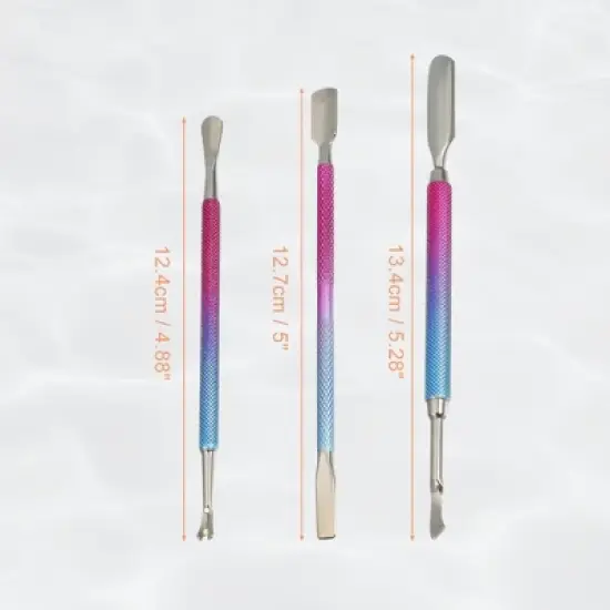 Unique Bargains Stainless Steel Double Head Cuticle Pusher Set Rose Red Blue 3Pcs image {4}