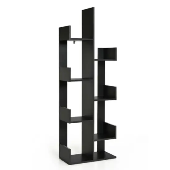 Costway 8-Shelf Bookcase Modern Tree Bookshelf Storage Decor Freestanding White/Black image {9}