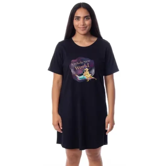 Disney Womens' Aladdin Movie Princess Jasmine Nightgown Sleep Pajama Shirt Black image {3}