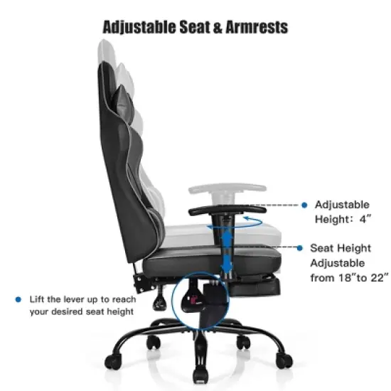 Costway Gaming Chair Racing High Back Office Chair w/ Footrest Black image {4}