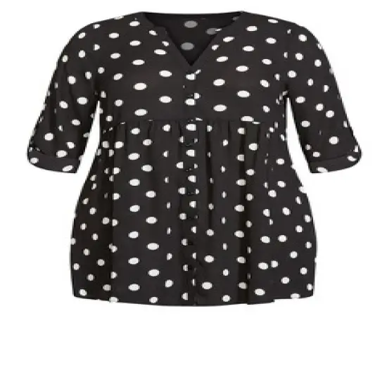 Women's Plus Size Gathered Waist Tunic - black spot | EVANS image {2}