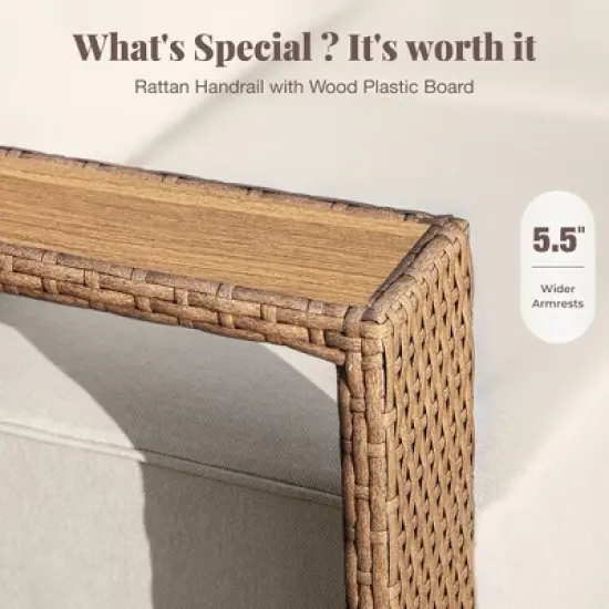 Captiva Designs Outdoor Patio Furniture Sectional Wicker Sofa Conversation Set with 9.8 Inch Thick Cushions image {8}