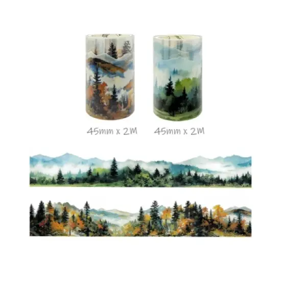 Wrapables Aesthetic Scenic Landscapes PET Washi Tapes for Scrapbooking, Stationery, Journaling, Diary, Card Making (Set of 2) image {1}