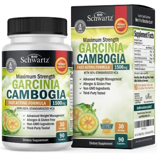 Garcinia Cambogia 1500MG Capsules, Body Health & Immune Support Supplement, Bioschwartz, 90ct image {3}