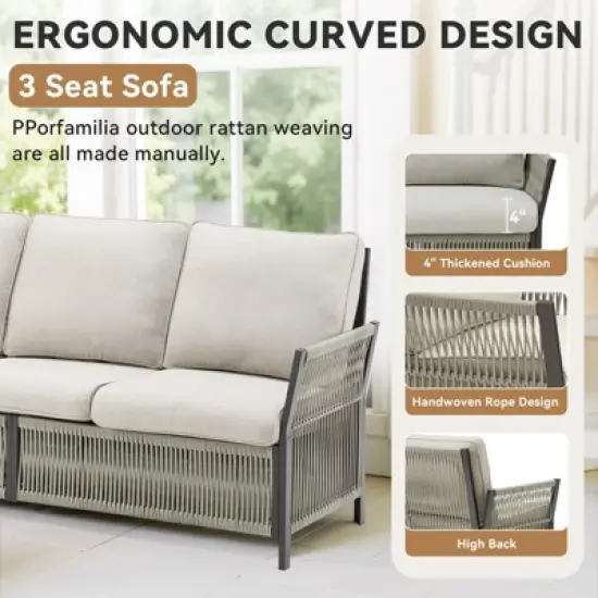 Buenhomino 5-Piece Patio Set &ndash; Sofa, 2 Swivel Chairs & 2 Ottomans, UV-Resistant Resin Wicker with Powder-Coated Steel Frame image {2}