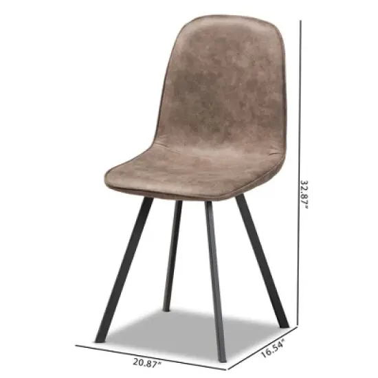 Set of 4 Filicia Imitation Leather Upholstered Metal Dining Chairs Gray/Brown - Baxton Studio image {6}