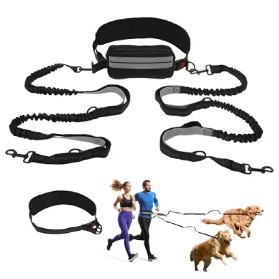 Unique Bargains Hands Free Dog Leash Black Silver Gray 1 Pc image {6}