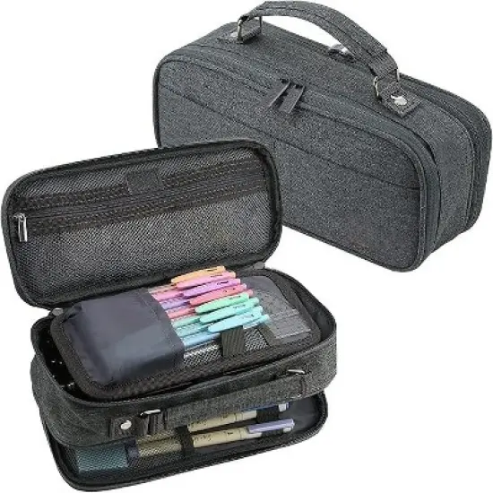 Pencil Case, Large Capacity Pencil Case Organizer; Double Zipper Storage Bag; Big Pencil Pouch image {5}