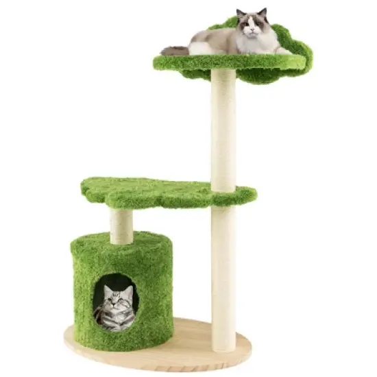 Costway 38" Cute Cat Tree Cat Condo Furniture with Fully Wrapped Sisal Scratching Posts image {9}