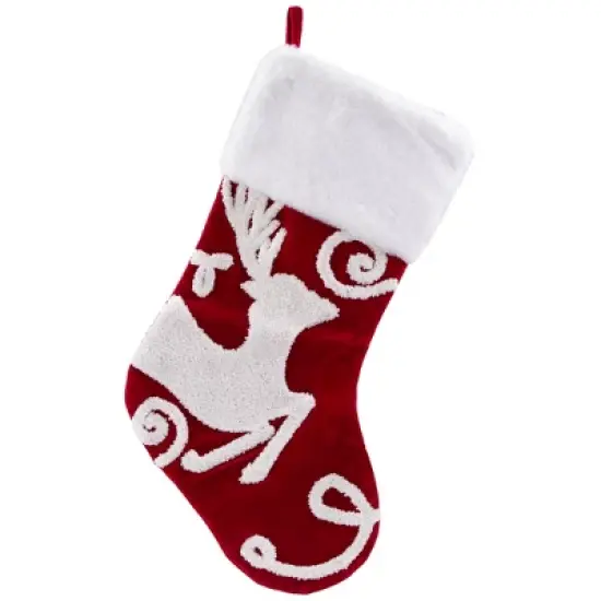 Northlight Reindeer and Snowflake Embroidered Christmas Stockings - 20" - Set of 3 image {4}