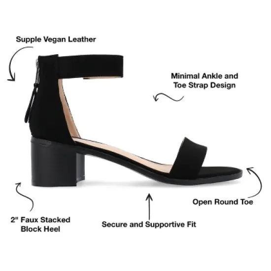 Journee Collection Womens Percy Low Stacked Heel Back Heel Zip Sandals image {7}