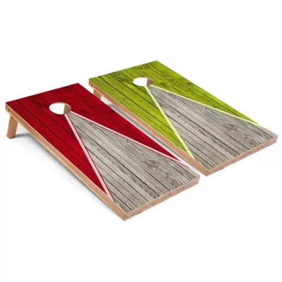 Skip's Garage Red and Lime Pyramid Cornhole Board Set, Includes 2 Boards, 8 Bags image {6}