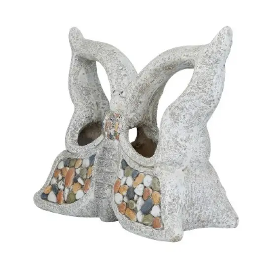 CosmoLiving by Cosmopolitan 18" Wide Traditional Butterfly Rectangular Fiberglass Planter Pot Gray image {5}