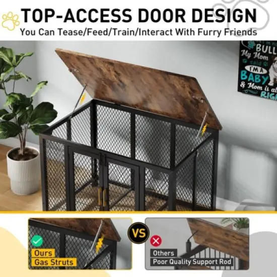 48 Inch Heavy Duty Dog Crate Furniture, Large Dog Kennel for Small, Medium and Large Dogs, Wooden Dog Cage Furniture with Waterproof Top image {3}