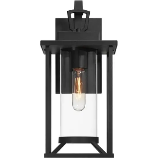 John Timberland Frederick 15 1/2" High Industrial Outdoor Wall Light Fixture Mount Porch House Weatherproof Sand Black Finish Metal Clear Glass Shade image {4}