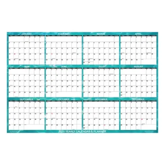 2025 Wall Calendar 24" x 36" Water Style Designer Series, Large SwiftGlimpse Erasable: Turquoise Blue, Lay-Flat, All Ages image {4}